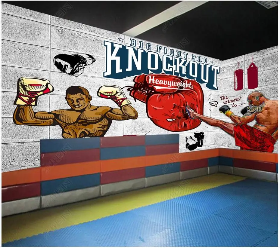 Custom foto tapeet seinte 3 d murals Kaasaegne Retro telliskivi seina boxing gym seinamaaling teostada sport taust seina paberid 0