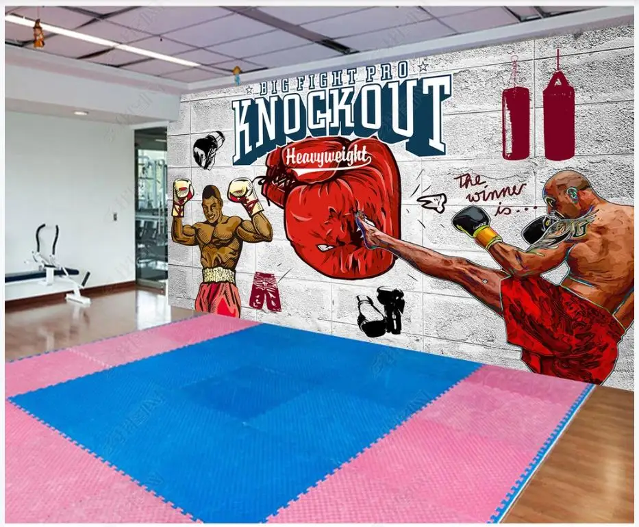 Custom foto tapeet seinte 3 d murals Kaasaegne Retro telliskivi seina boxing gym seinamaaling teostada sport taust seina paberid 2
