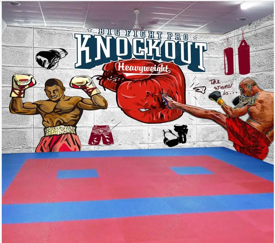 Custom foto tapeet seinte 3 d murals Kaasaegne Retro telliskivi seina boxing gym seinamaaling teostada sport taust seina paberid 3