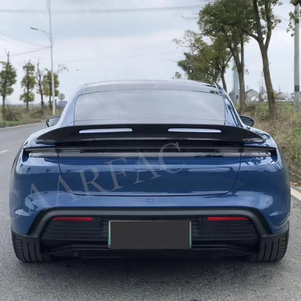 Süsinikkiust Tagumine Lip Spoiler jaoks Porsche Taycan 2019+ Tagumine Pagasiruumi Huule Tiiva Part Spoiler Car Styling 5