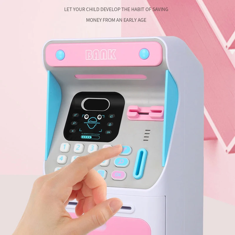 Elektroonilise Simuleeritud näotuvastus ATM Masin Notsu Panga Raha Kasti Mündi Raha Säästa Panka Auto Scroll Paber Pangatähe Kid Kingitus 0