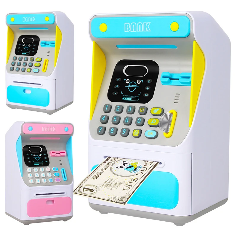 Elektroonilise Simuleeritud näotuvastus ATM Masin Notsu Panga Raha Kasti Mündi Raha Säästa Panka Auto Scroll Paber Pangatähe Kid Kingitus 5