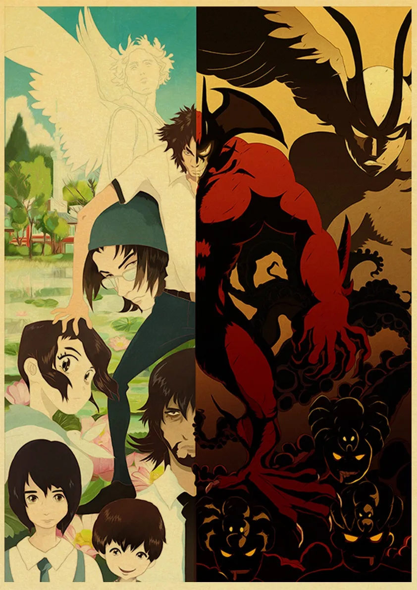 Retro Jõupaber Plakat Devilman Crybaby Jaapani Klassikaline Alaealiste Anime Iseloomu Seina Kleebis Baar Poiss, Tuba Decor 1