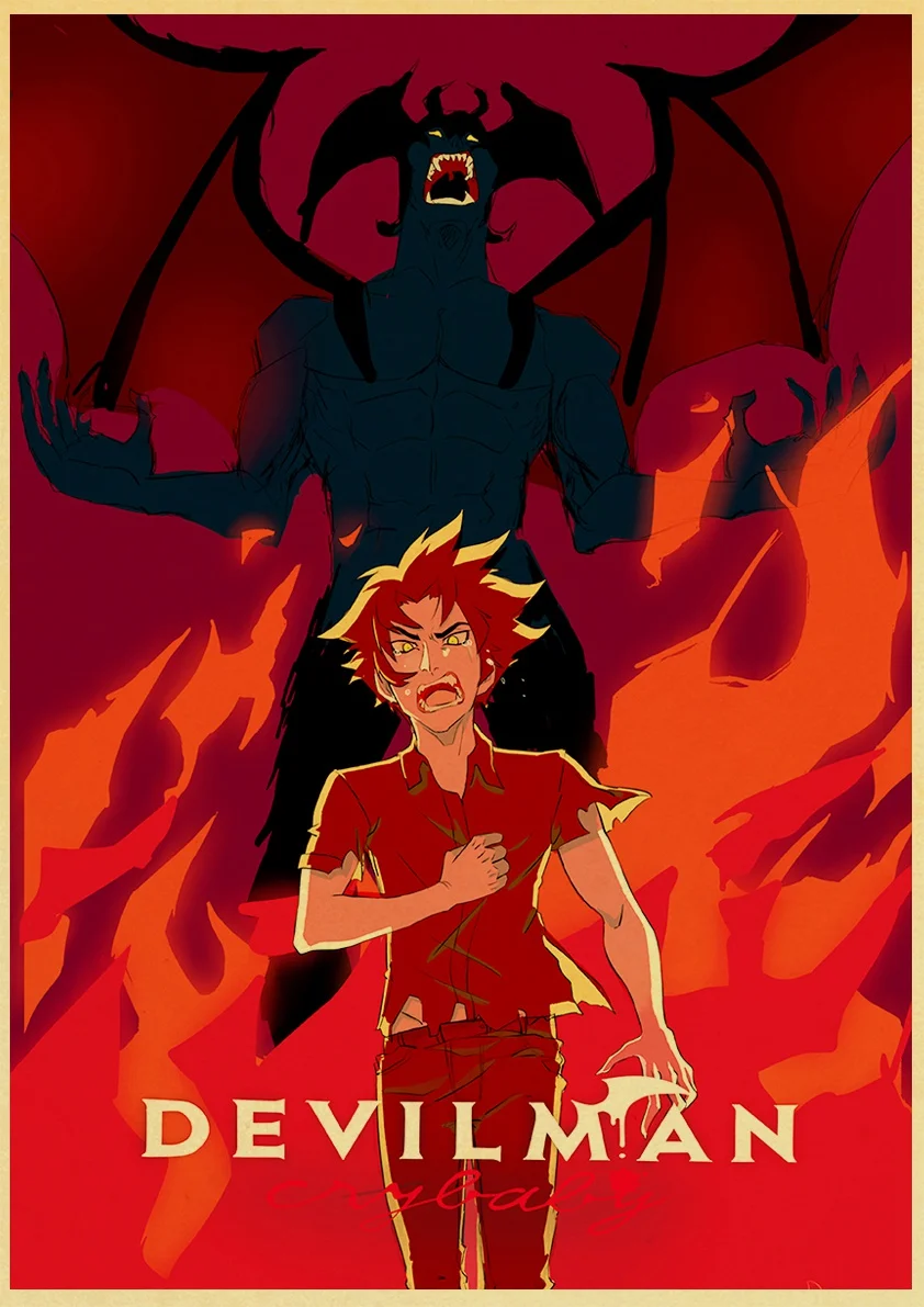 Retro Jõupaber Plakat Devilman Crybaby Jaapani Klassikaline Alaealiste Anime Iseloomu Seina Kleebis Baar Poiss, Tuba Decor 2