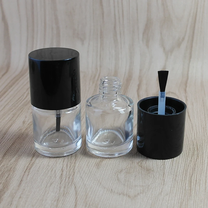 50tk/palju 10ml Tühi küünelaki Pudel w/ Harjad Mini Nail Klaasist Pudel, Läbipaistev Küünte Emailiga Pudel Must kork 0