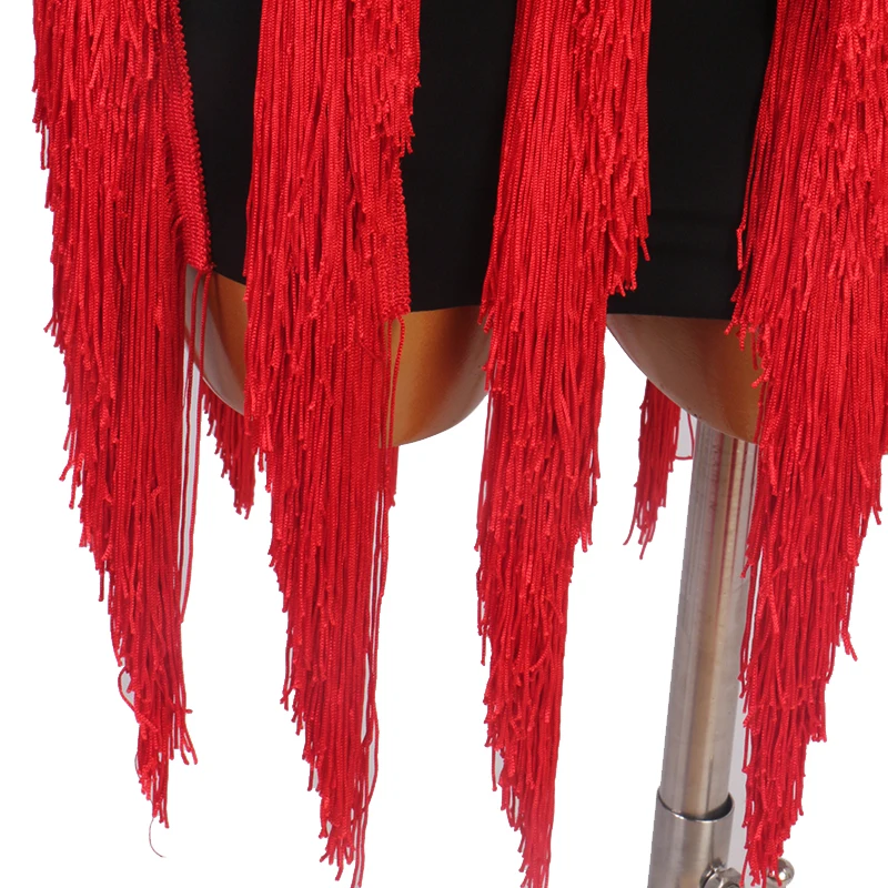 Uus Ladina Tantsu Kleit Konkurentsi Dress Kostüümid Seelik Sooritades Kleit Kive Täiskasvanud Kohandada Laste Fringed Red Seelik 3