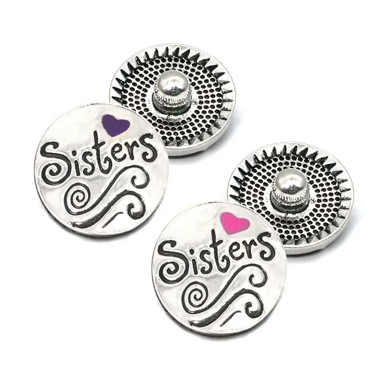 õde metallist Rhinestone Snap Nupud w133 õed Diy Ehted sobivad 18mm Snap nuppu Kaelakeed/Käevõru naistele 0