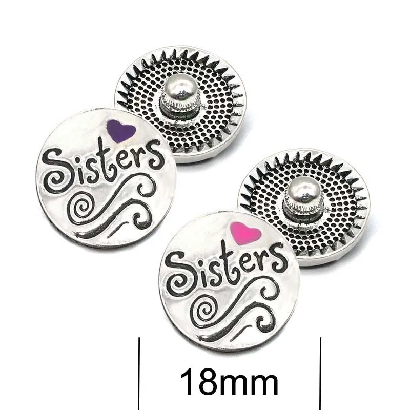 õde metallist Rhinestone Snap Nupud w133 õed Diy Ehted sobivad 18mm Snap nuppu Kaelakeed/Käevõru naistele 1
