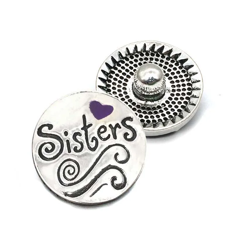 õde metallist Rhinestone Snap Nupud w133 õed Diy Ehted sobivad 18mm Snap nuppu Kaelakeed/Käevõru naistele 2