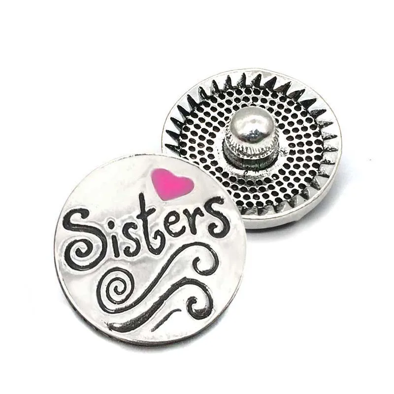 õde metallist Rhinestone Snap Nupud w133 õed Diy Ehted sobivad 18mm Snap nuppu Kaelakeed/Käevõru naistele 3