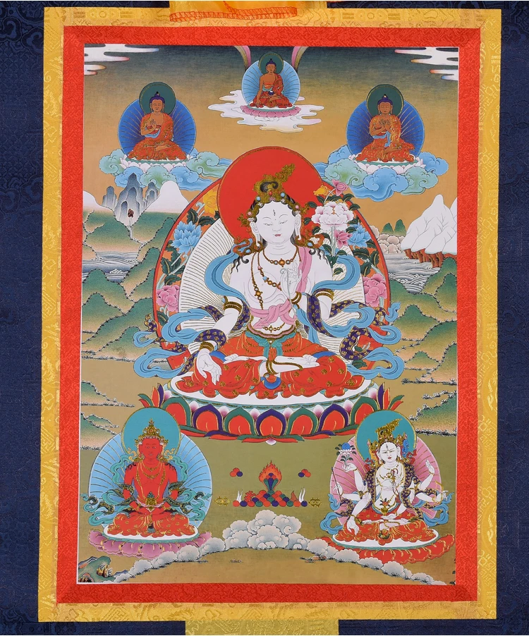 HEA Thangka Tiibeti Budismi KODU templi altari SEINA Decor ART silk valge Tara GUAN YIN Buddha Mandala Thang-ga Rippus maal 2