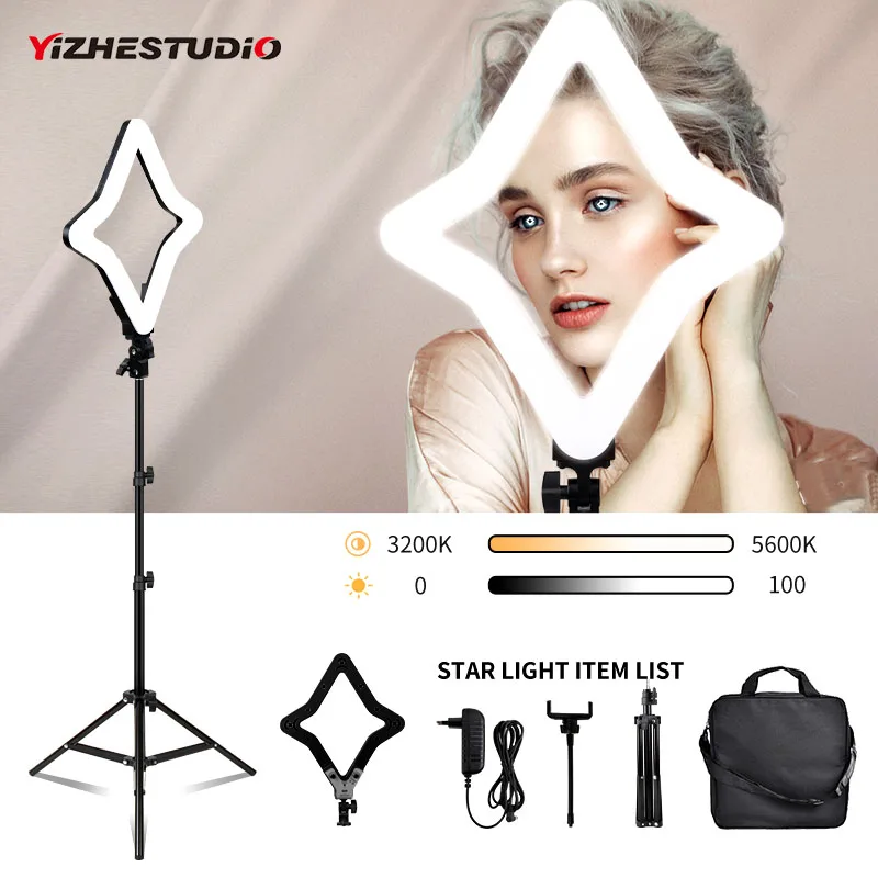 Yizhestudio Uus 15-tolline Ring Light Star Lamp, Bi-color Foto Kerge Äärmiselt Star Light koos statiivi YouTube ' Live Stream 0