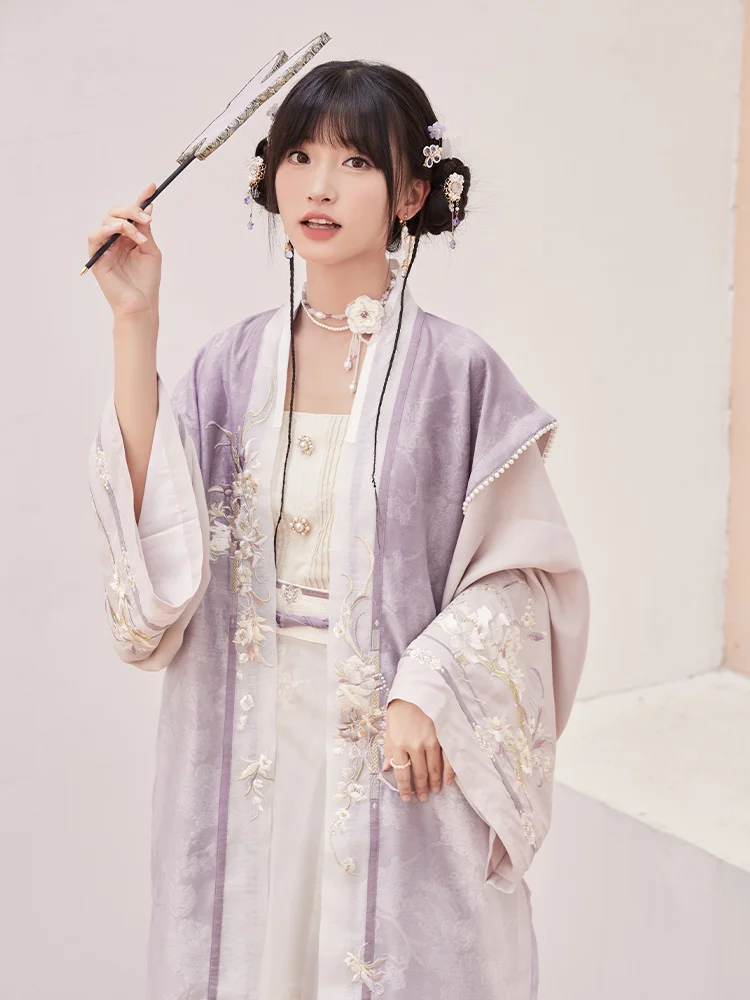 Hanfu Riided Hiina Festival Mid-Autumn Klassikalised Kostüümid Song Dynasty Naine Elegantne Lilla Kleit Tikitud Hanfu DQL7546 2
