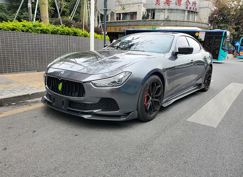 Päris Carbon Fiber Bumper Front Lip Lõhkujad + Tagumine Difuusor + Spoiler + Pool Seelik Kaitsmega Maserati Ghibli 2018-2022 2