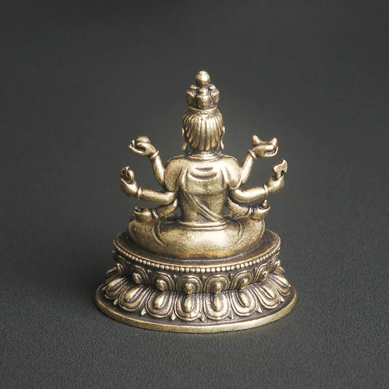 Antiik Messing Tuhat käega Guanyin Buddha Kuju Töölaua Kaunistus Usulised Kummardavad Jumala Kuju Käsitöö-Dekoratsioon 2