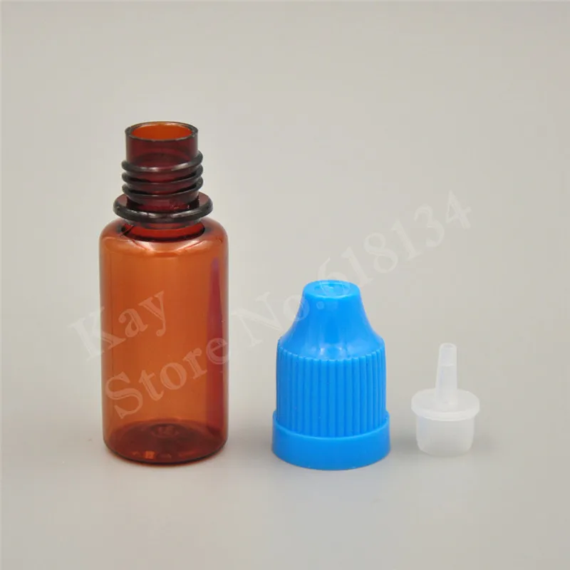 Hulgimüük Free shipping Tühi Pudel Amber PET 10ML Plastikust Tilguti Pudelid Kruvi Metallist Nõel Kork 2