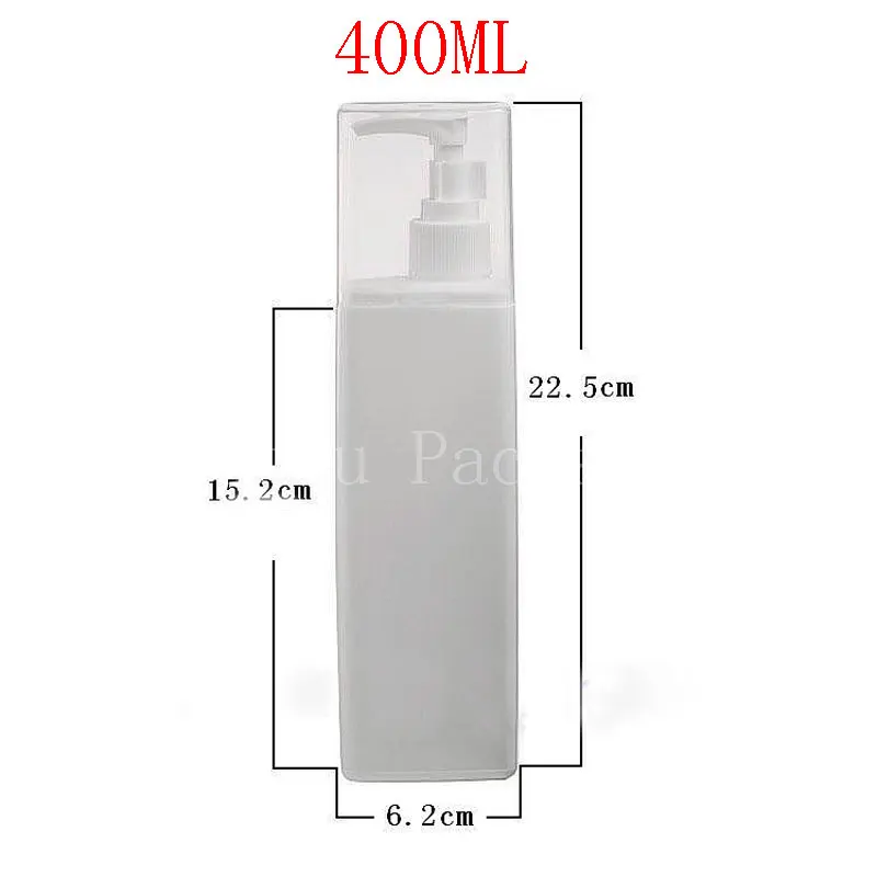 Hulgi-400ml Ruut Valge Plastikust Lotion Pudel,400cc Šampoon/dušigeel Pudel Pakendi Konteiner 0