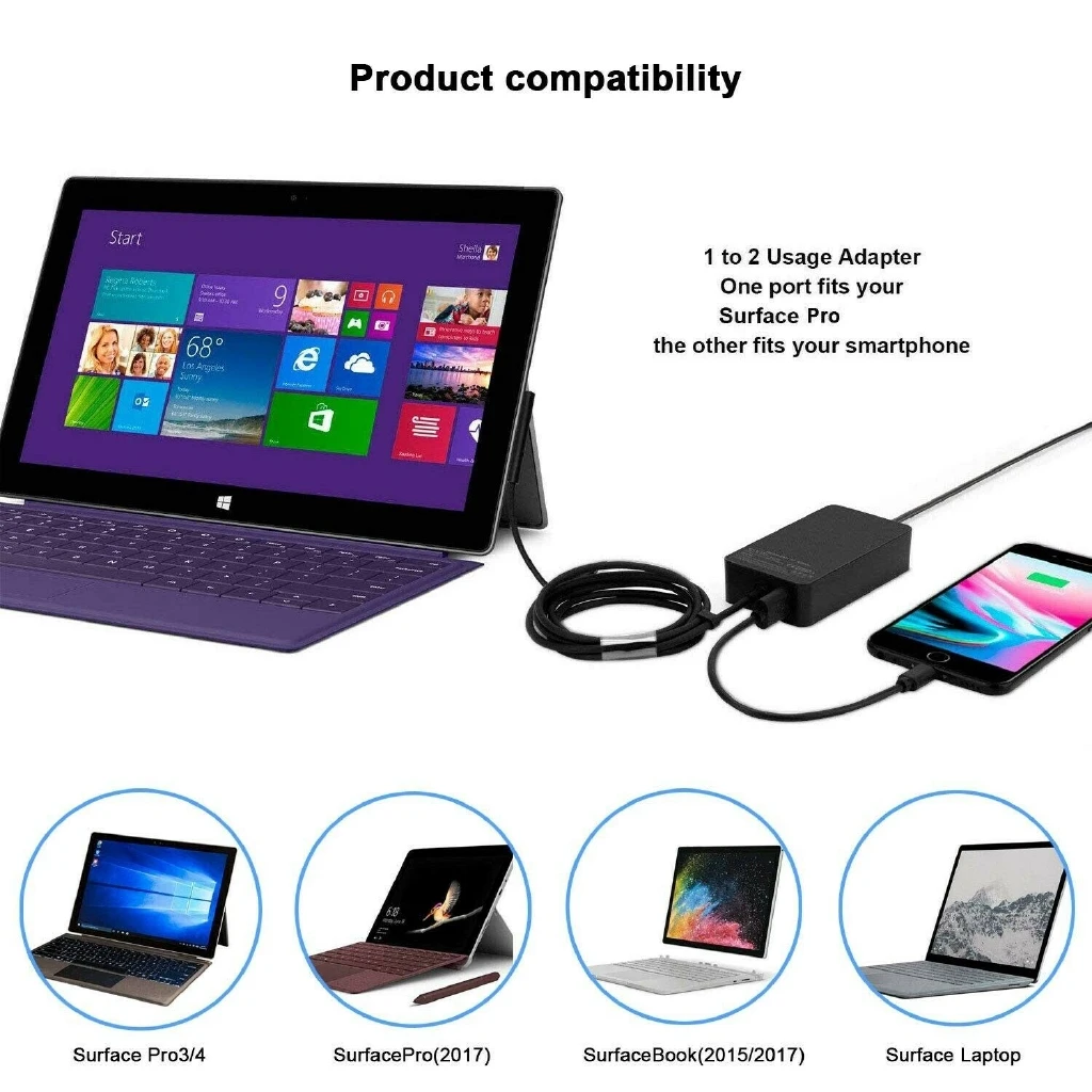 Uue Microsoft Surface raamat Pro5 Pro6 Tablett 1796 1769 1800 Eest Allikas Sülearvuti Adapter 15V 2.58 voolujuhe 3