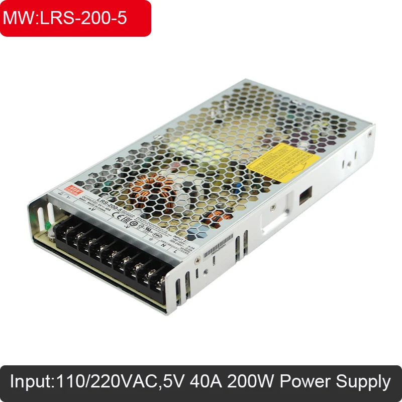 Meanwell LRS-200-5 Ultra-õhuke DC Output 5V 40A 200W LED Toide LED Reklaam Ekraan 0