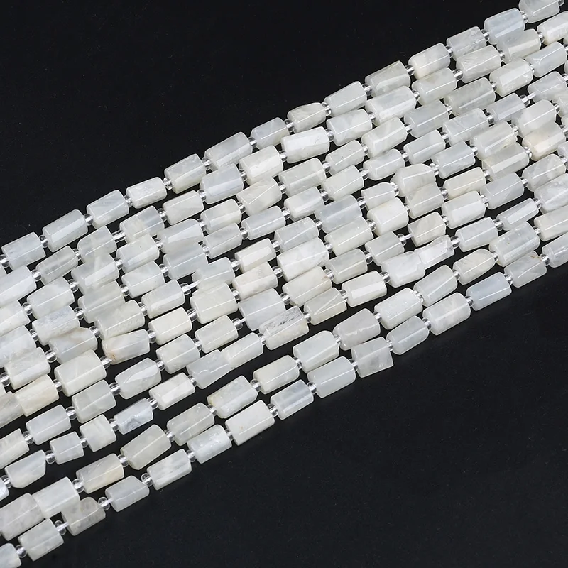 Looduslik valge kuukivi 6X10mm nelinurkne lõigatud vaadis lahti stone beads 1