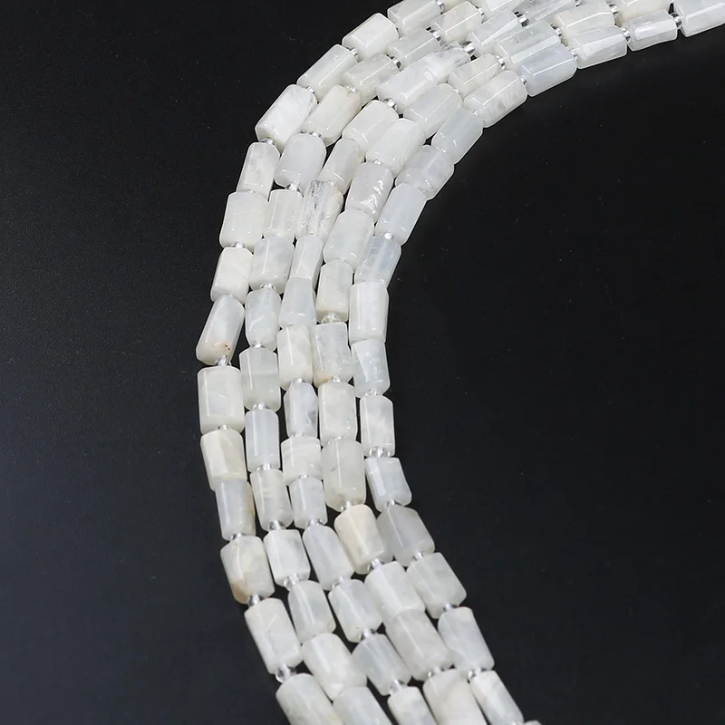 Looduslik valge kuukivi 6X10mm nelinurkne lõigatud vaadis lahti stone beads 2