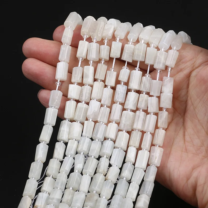 Looduslik valge kuukivi 6X10mm nelinurkne lõigatud vaadis lahti stone beads 3