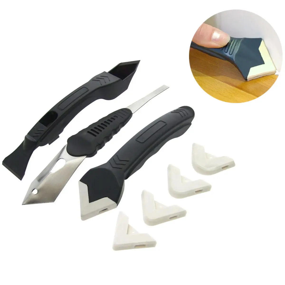3tk Musta Kaabits Caulking Tsementeerimine Hermeetik Viimistlus Cleaning Tool Kit Komplekt 1