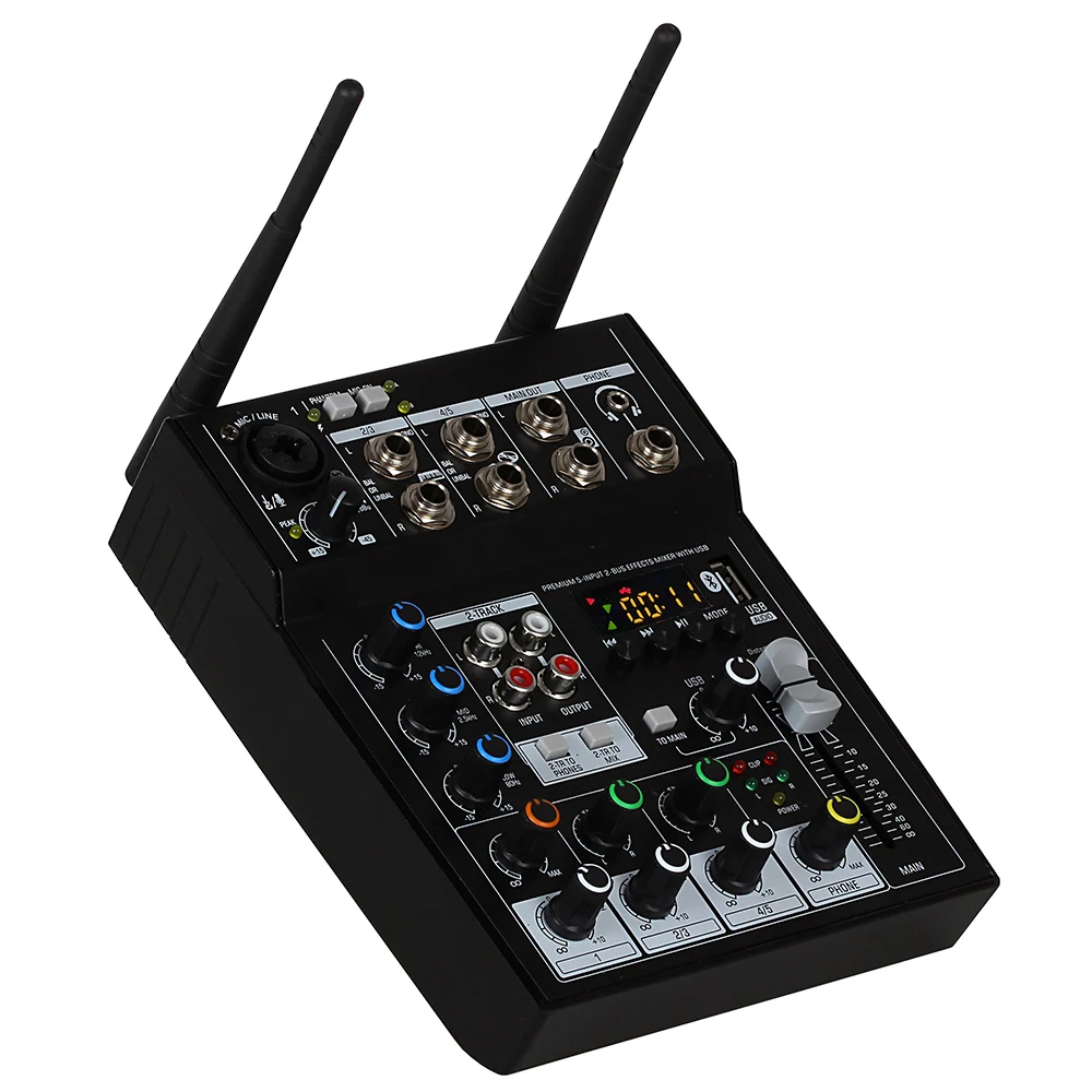 GT502 Audio Mixer 4 Kanalit Mixing Console koos Bluetooth-USB-Mõju Etapi Audio DJ, Karaoke, ARVUTI, millel on 2 Juhtmevaba Mikrofoni 1