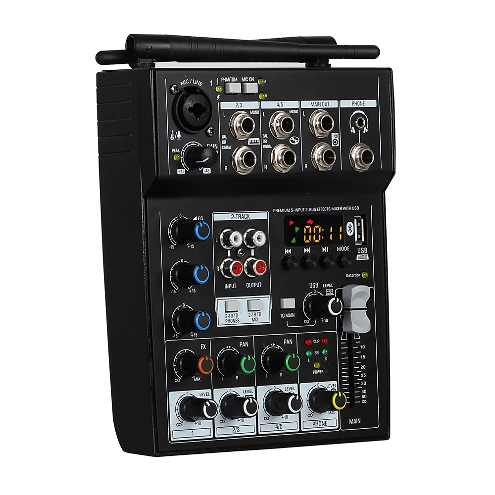 GT502 Audio Mixer 4 Kanalit Mixing Console koos Bluetooth-USB-Mõju Etapi Audio DJ, Karaoke, ARVUTI, millel on 2 Juhtmevaba Mikrofoni 4