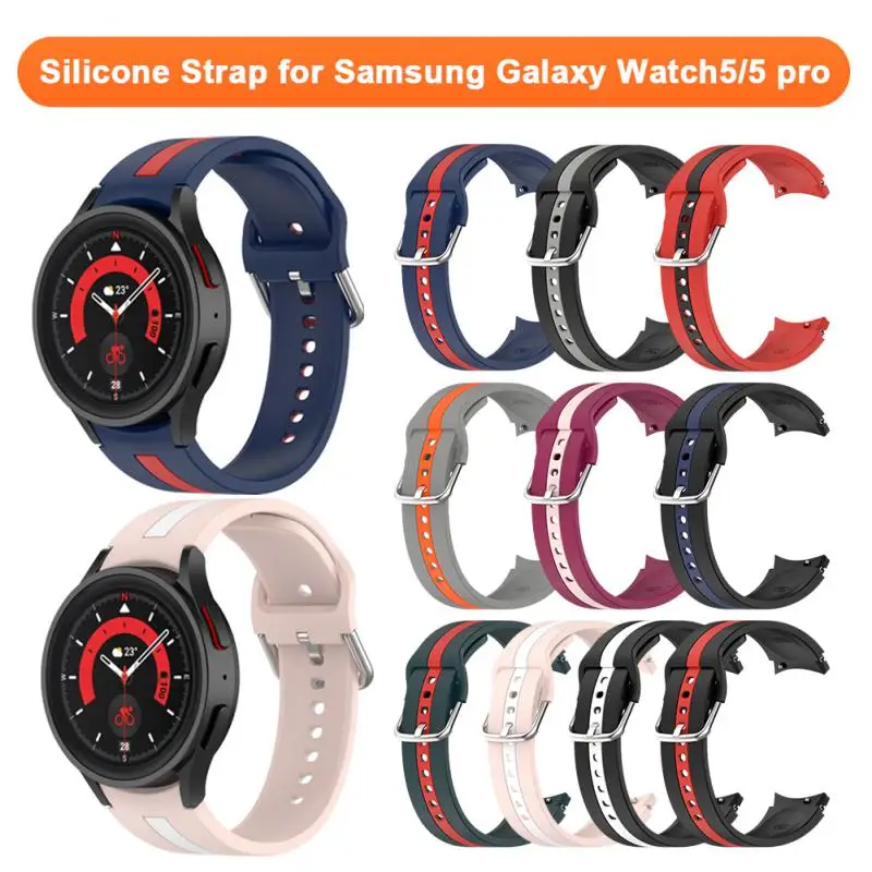 Silikoonist Rihm Samsung Galaxy Watch5/5 pro Smart Watch Band Kaks värvi Mugav Wirst Rihm Samsung Galaxy Vaata 5 0