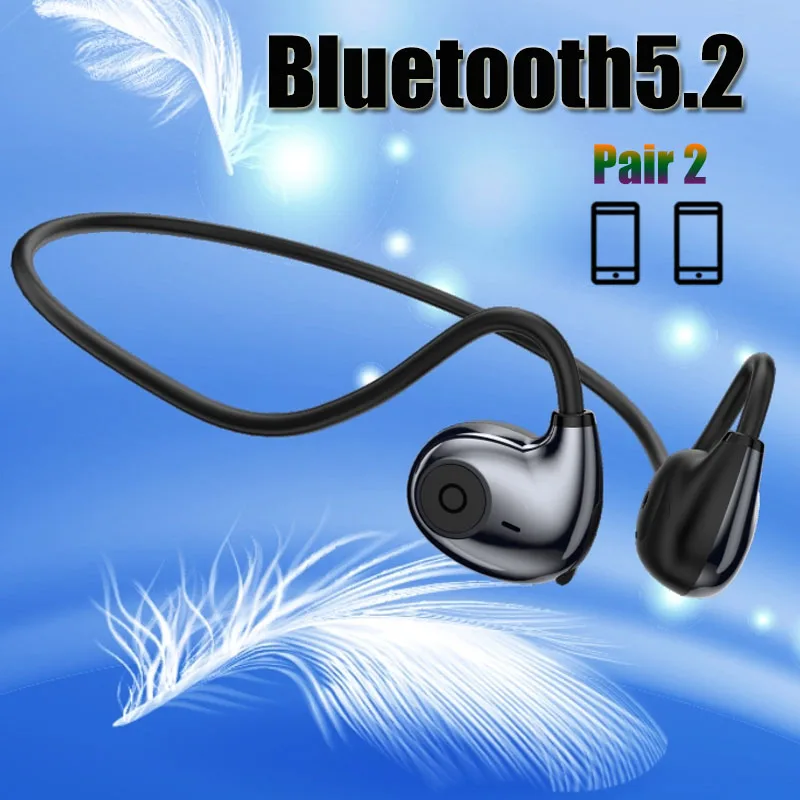 Bluetooth5.2 Kõrvaklapid Sport Traadita Peakomplekt Kõrva Konks Õhu Juhtivus Põhimõte Stereo-Kõrvaklapid Koos Mikrofoniga, 2 Paari Telefon 0