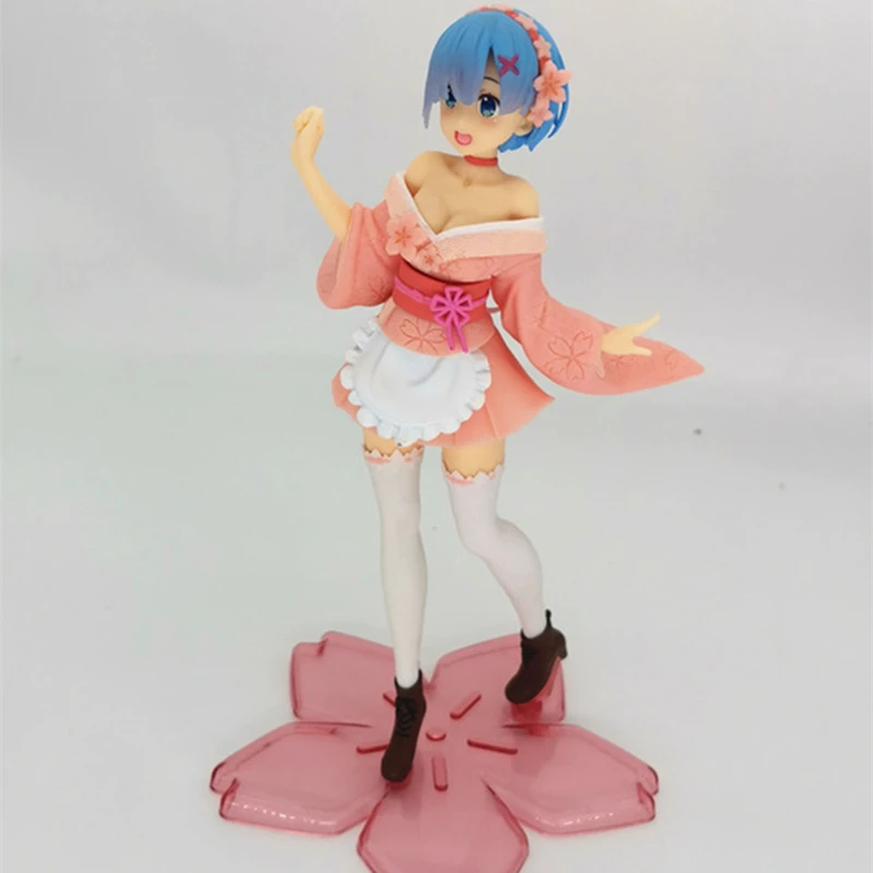 Anime Elu Eri Maailmad Nullist Arvandmed 23cm Rem Ilus Tüdruk Cherry Blossom Seeria PVC Mudel Mänguasi Kaunistused Kingitus 1