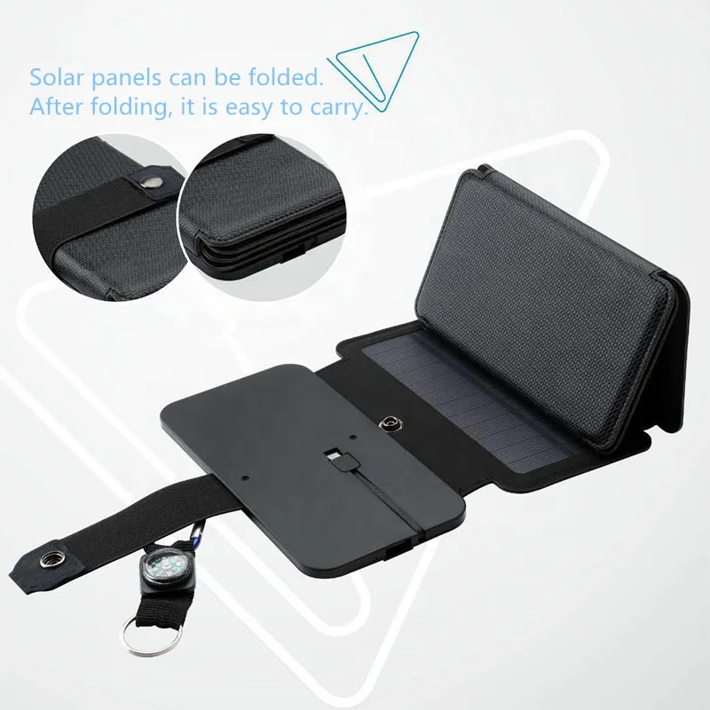 Portable Folding päikesepatareid Laadija 10W 5V 2.1 USB-Seadme Paneelid Kit Jääda Nutitelefonid Võimsus Kompass Telkimine Väljas Tööriistad 2