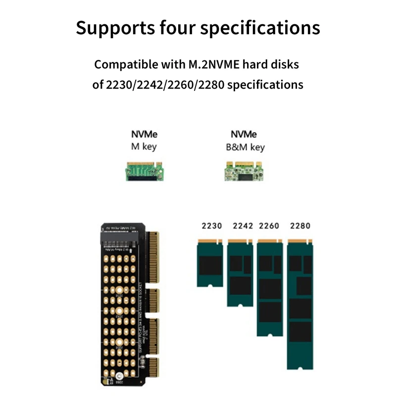 M2 Nvme Kaardi Adapter M2 SSD NVME, Et PCIE 4.0 X4 Ärkaja Kaardi Kõvaketta Adapter Toetab MKEY Adapter 1U Server 2