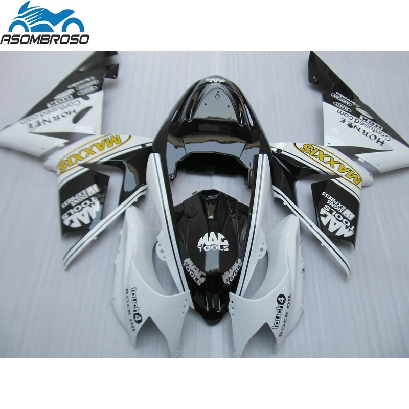 Plastikust Võidusõidu Mootorratas kehaosade vahel puhul Kawasaki ZX10R Ninja voolundi kit 2004-2005 must valge voolundi set zx10r 04 05 BJ20 1