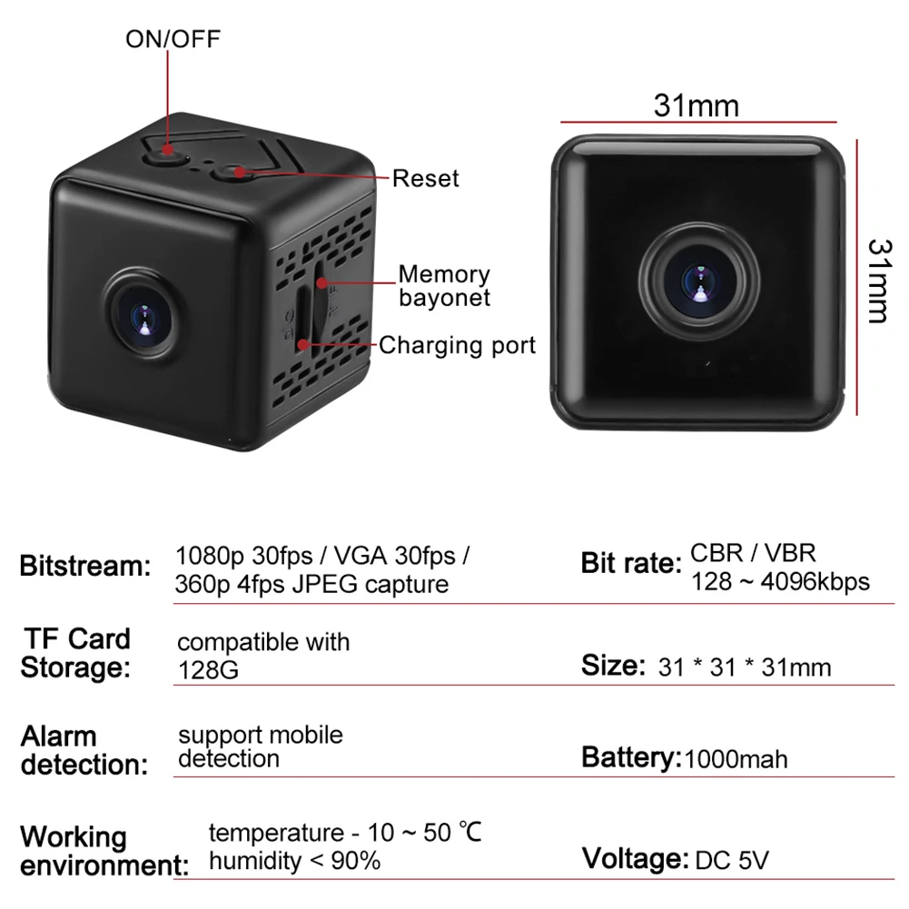 Home Security Kaitse Kaamera Öise Nägemise WiFi Võrgu Valve Kaamera Liikumise Tuvastuse Alarm Kodus Ruumi Auto 5
