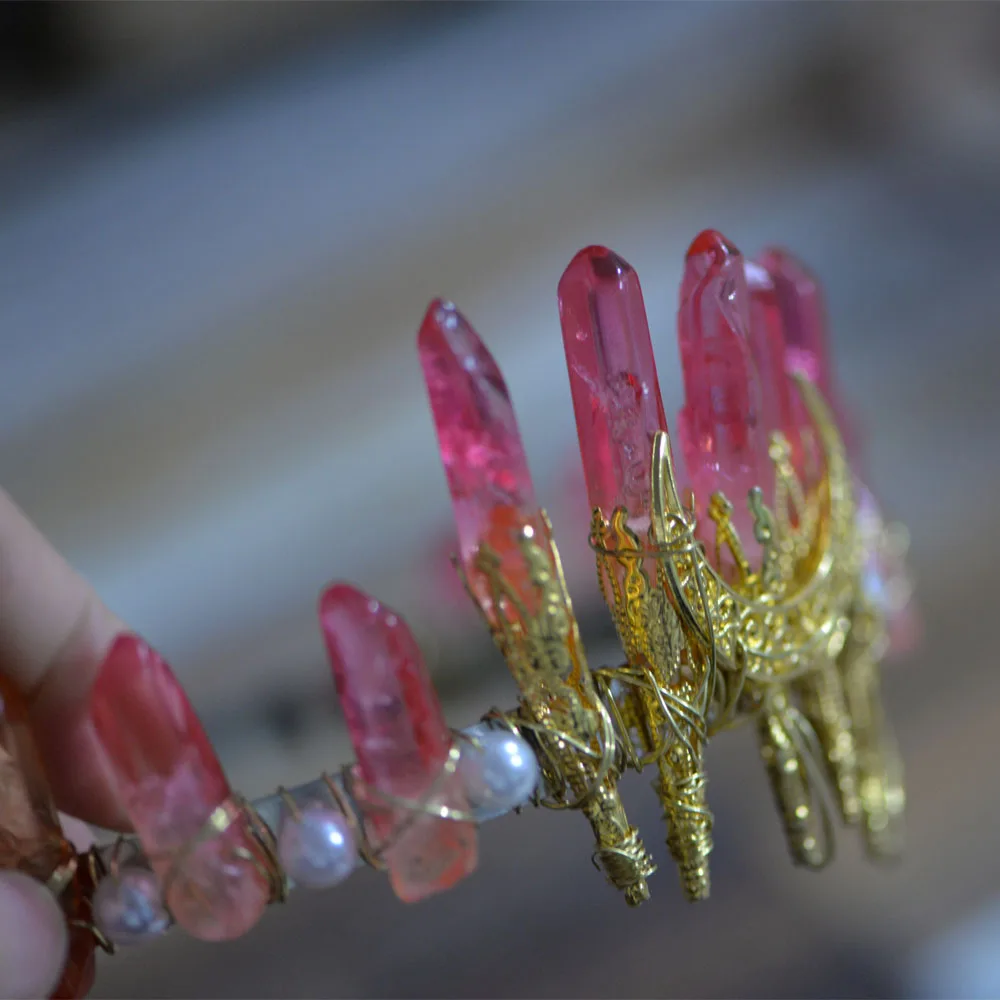 LangHong Loomulik Tiara Crown Angel Aura Crystal Crown Hoop Peapaela Naiste Pulm Tarvikud 1