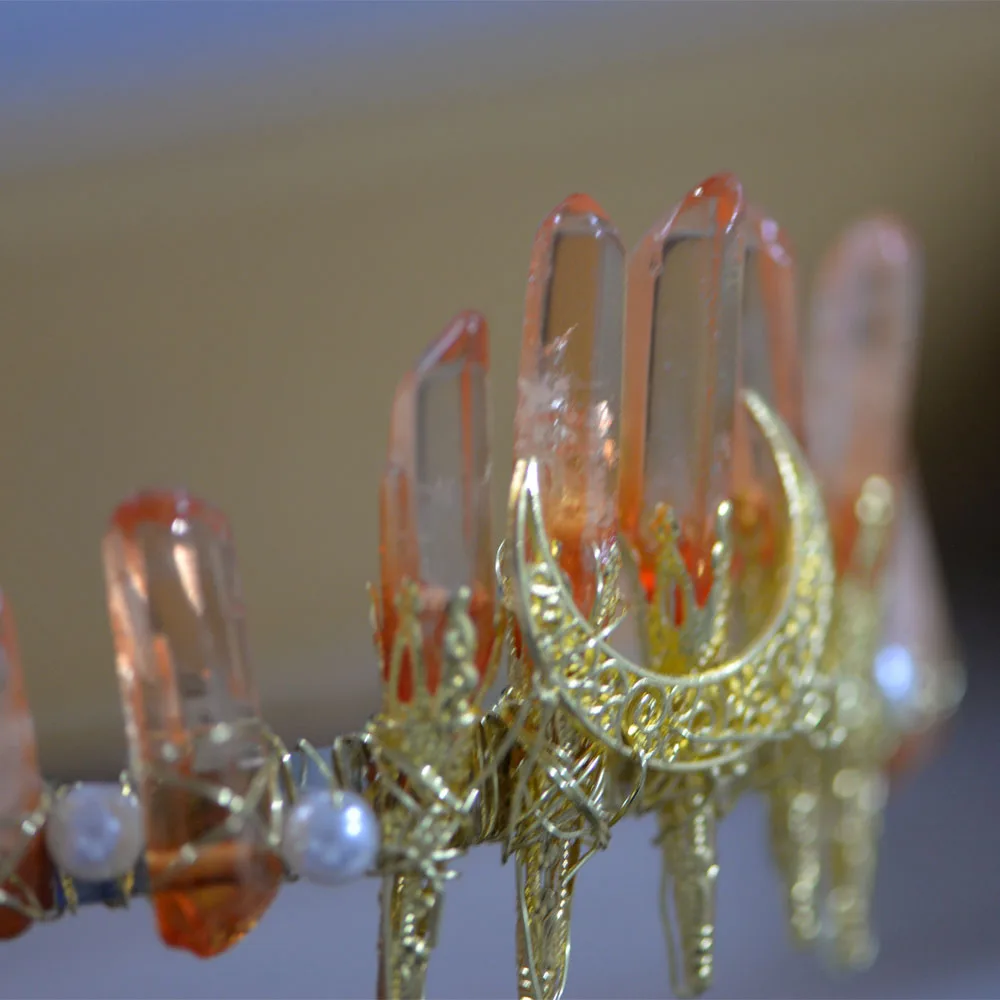 LangHong Loomulik Tiara Crown Angel Aura Crystal Crown Hoop Peapaela Naiste Pulm Tarvikud 4