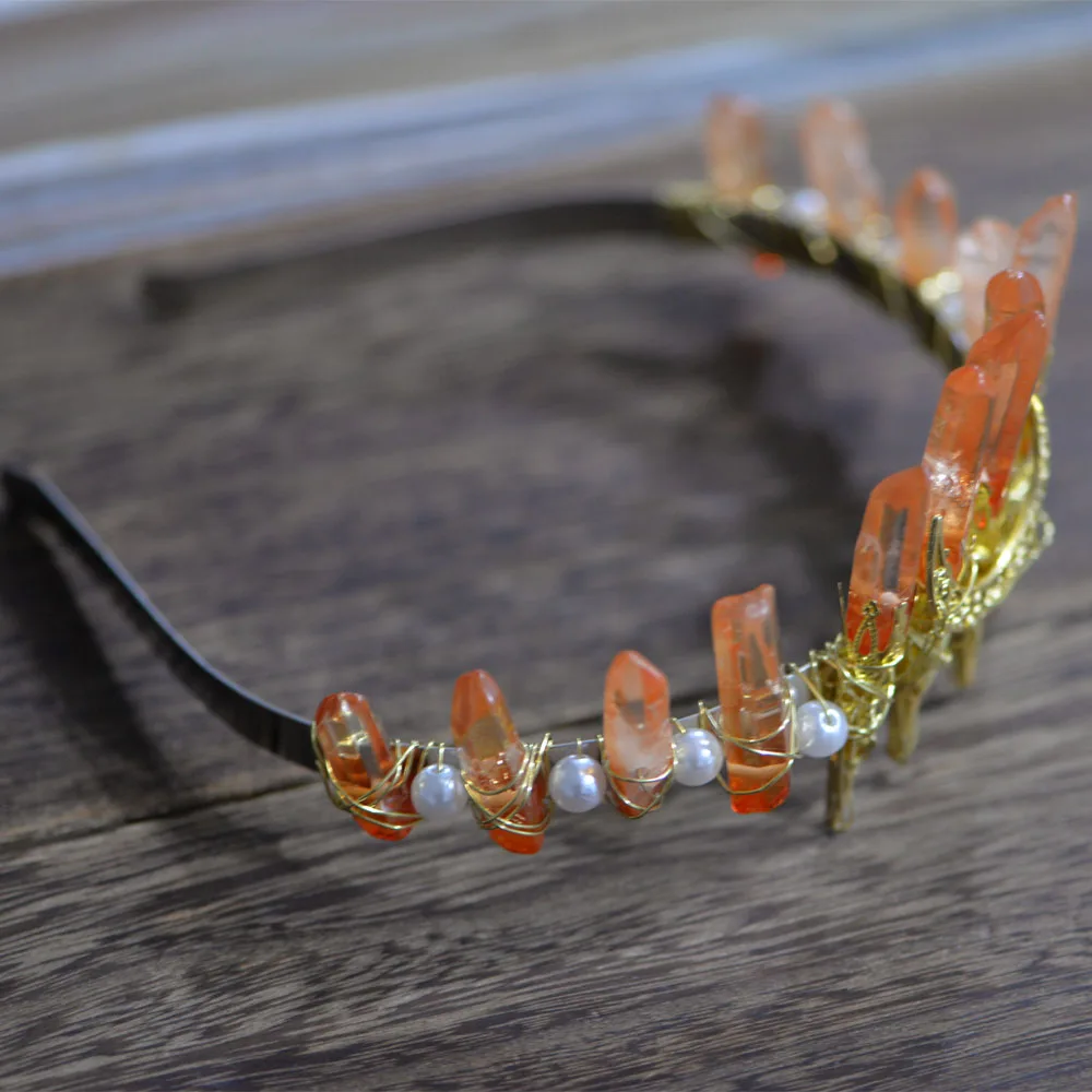 LangHong Loomulik Tiara Crown Angel Aura Crystal Crown Hoop Peapaela Naiste Pulm Tarvikud 5