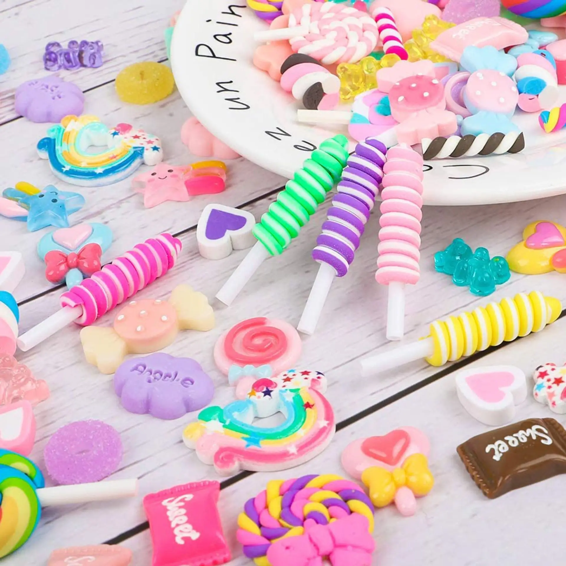 30pcs 3D Võlusid Kawaii Cartoon Candy Küünte Kive Kalliskivid Glitter Akrüül Küünte Art Ehted, Maniküür Küünte Kaunistamise Tarvikud 2