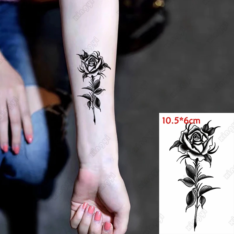 Veekindel Ajutine Tätoveering Kleebis must Roosa pojeng armas lilled Tüdrukud Käe Randme Vee Üleandmise Võltsitud Tatto Body Art Naised Mehed 0