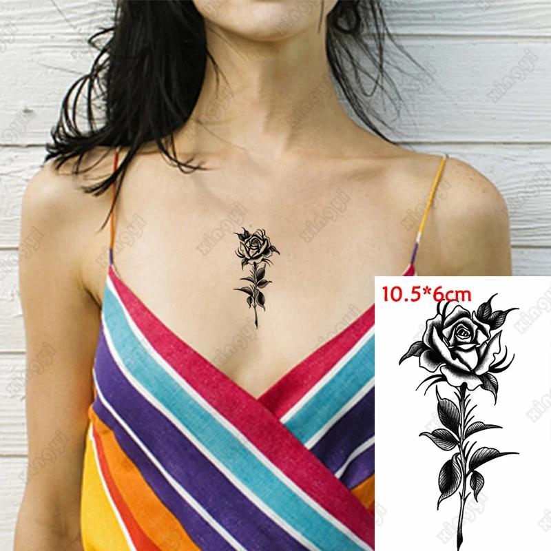Veekindel Ajutine Tätoveering Kleebis must Roosa pojeng armas lilled Tüdrukud Käe Randme Vee Üleandmise Võltsitud Tatto Body Art Naised Mehed 1