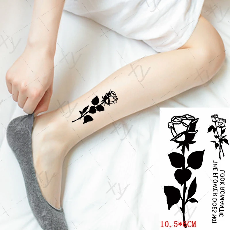 Veekindel Ajutine Tätoveering Kleebis must Roosa pojeng armas lilled Tüdrukud Käe Randme Vee Üleandmise Võltsitud Tatto Body Art Naised Mehed 3