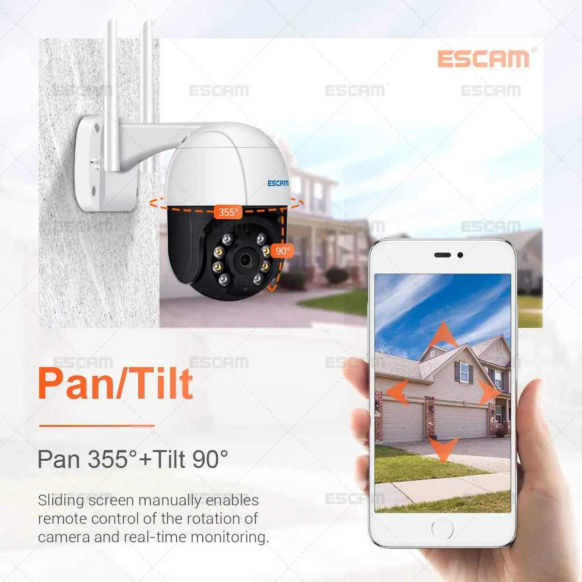 ESCAM QF218 1080P Smart IP-Kaamera, WiFi Väljas Öise Nägemise PTZ Home Security Kaamera CCTV ICSEE, WIFI, Kaamera Video Valve 1