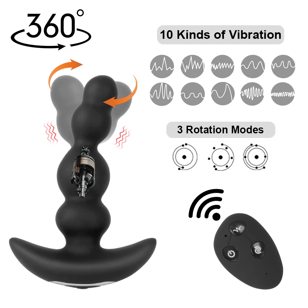 Dildo Vibraator Sex Mänguasjad Mehed Naised Anal Plug Vibraator Tupe Stimulaator Eesnäärme Massaaž 360 Kraadi Rotatsiooni 10+3 Sagedus 3