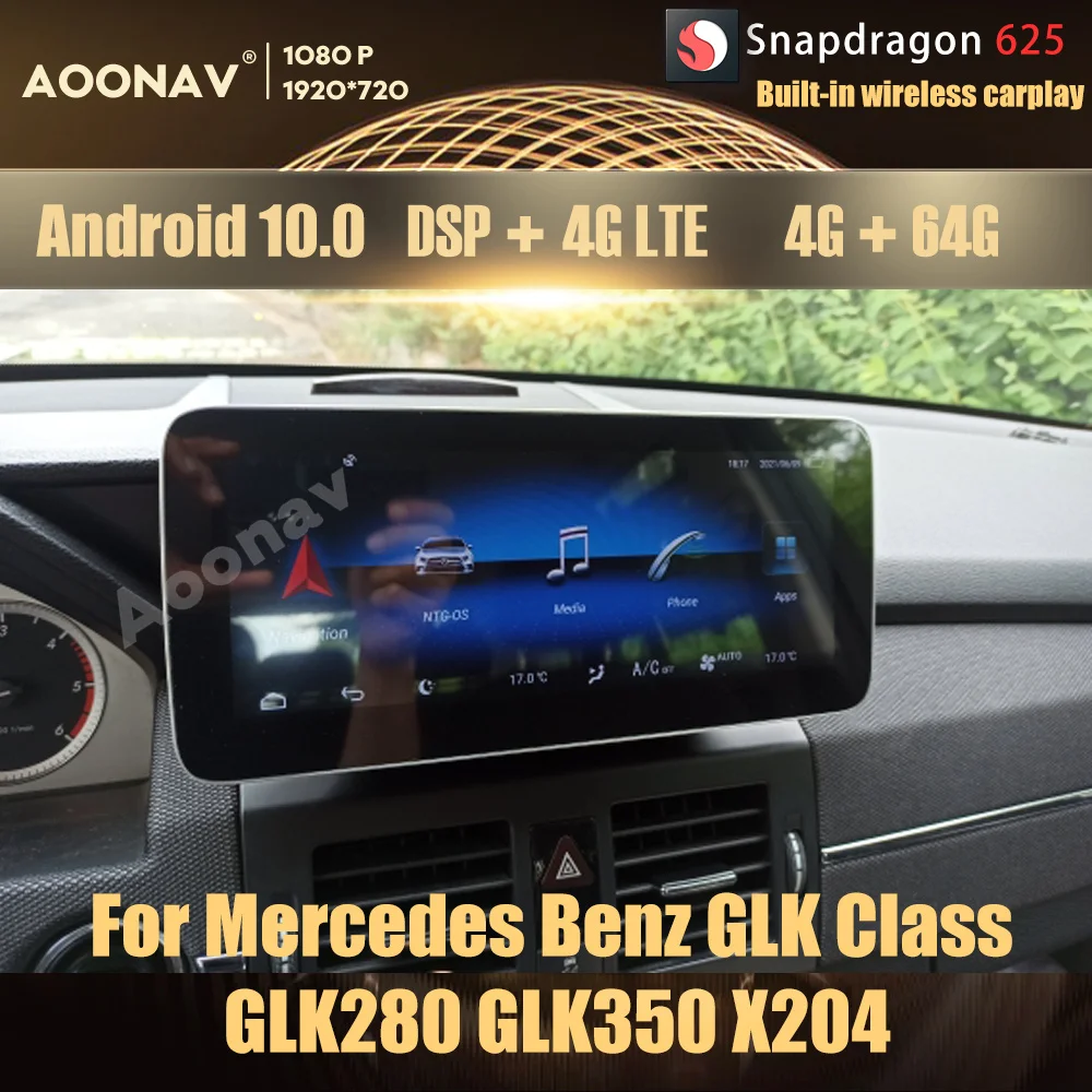 128GB Android 10.0 Snapdragon 625 auto raadio GPS Mercedes Benz GLK-Klassi GLK280 GLK350 X204 2008-2015 multimeedia mängija 0
