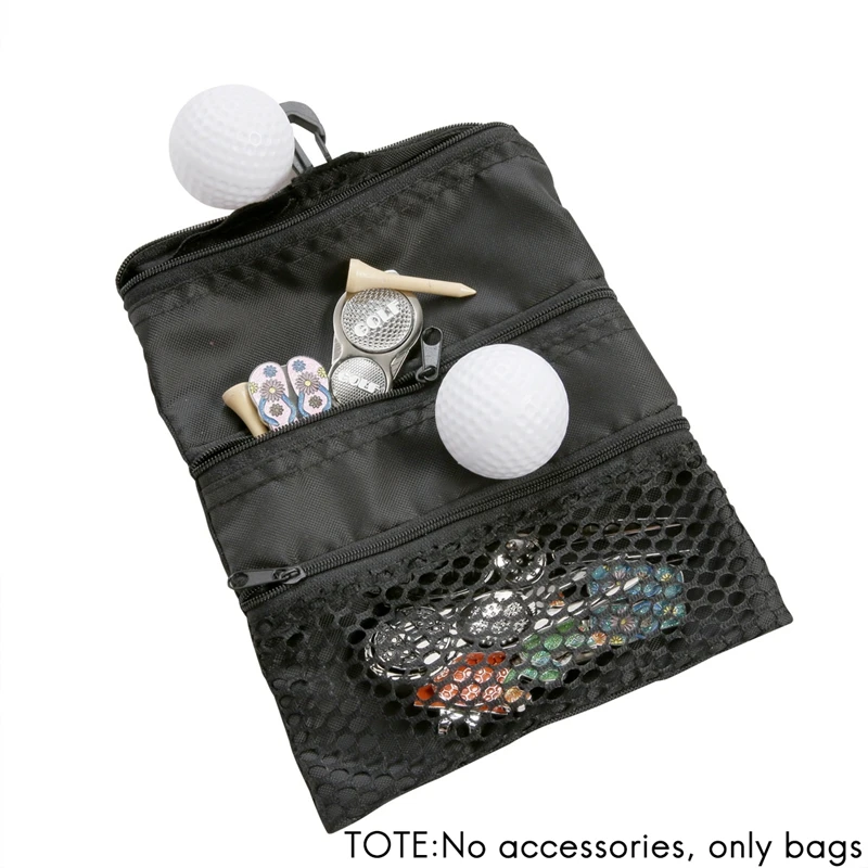 2 Pack Golf Kott Kott Tasku Golfi Tee Kott Kott Plastikust Klamber, 3-Kihiline Tõmblukk Golf Bag Tarvikud Palli Kott 2