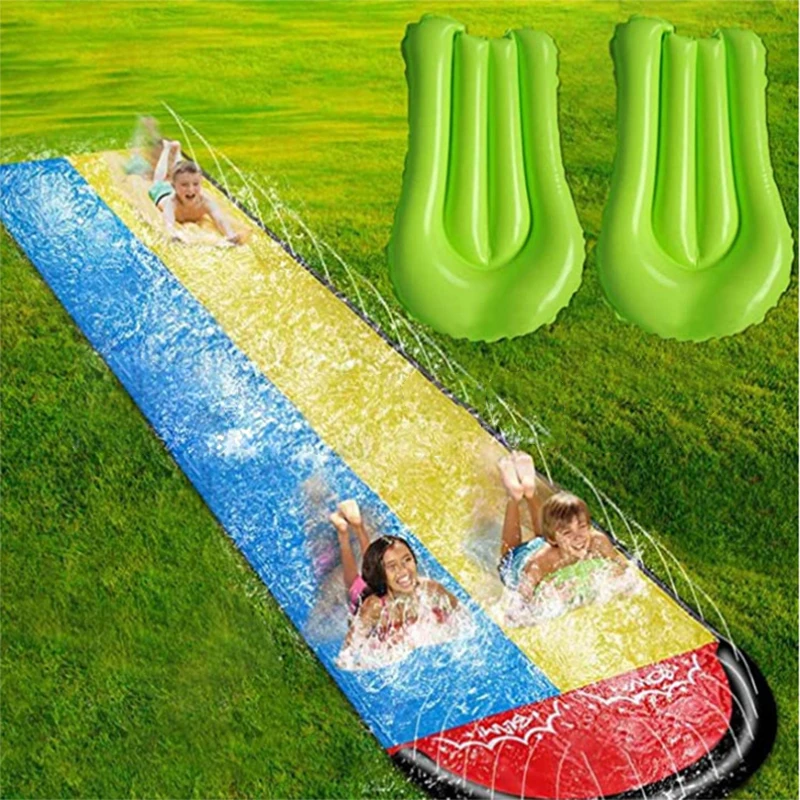 Laste vee-slide Topelt slide PVC double water jet water slide Suvel vesi slide väljas täispuhutav meelelahutus 0