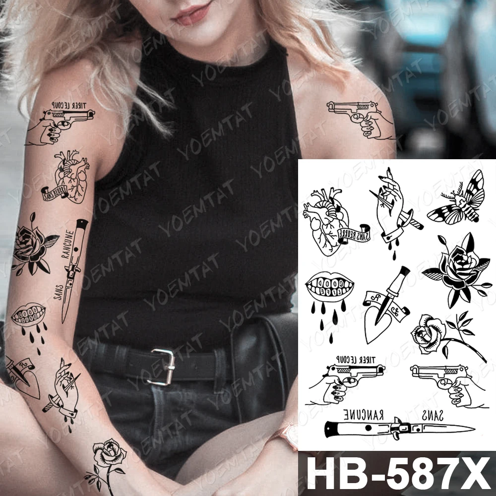 Veekindel Ajutine Tätoveering Kleebised Tõusis Spider Skorpion David Skulptuur Püstol Tätoveering Body Art 3D Võltsitud Tattoo Mehed Naised 3