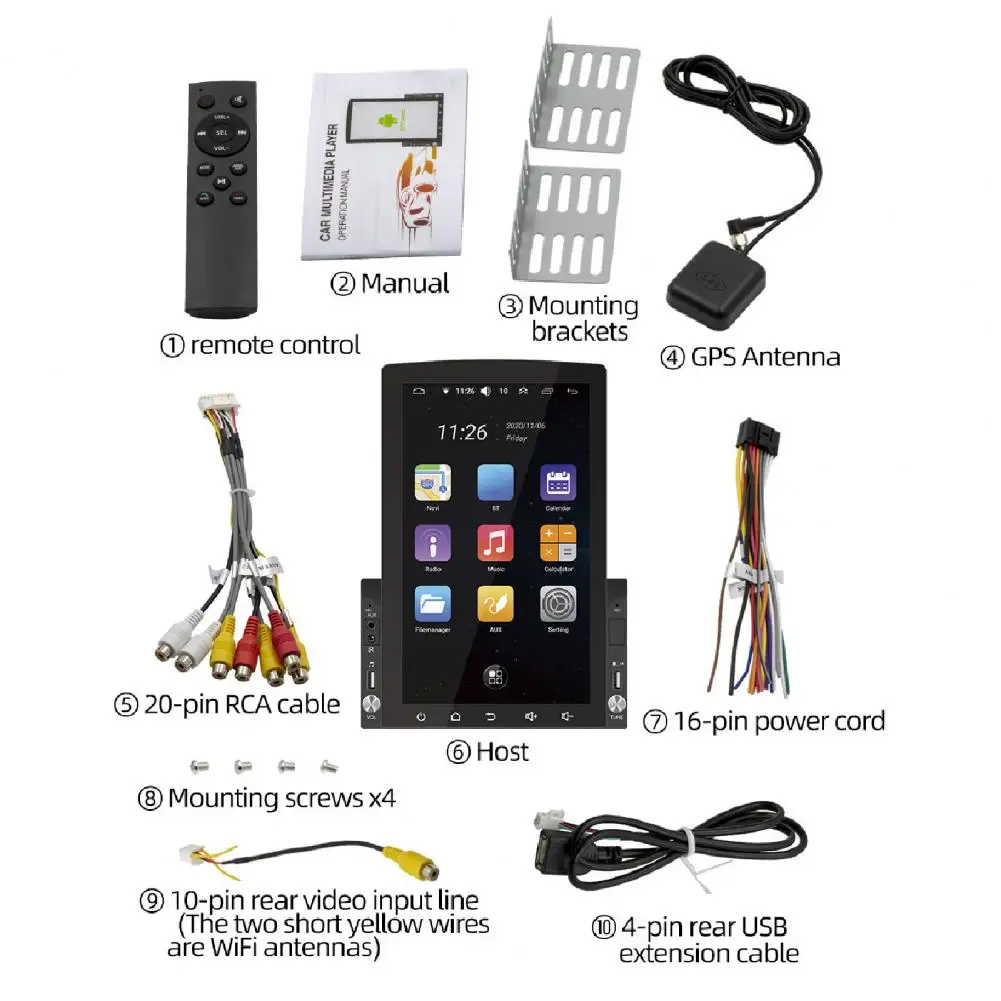 10.1 tolline Auto MP5 Mängija Multi-media GPS Navigeerimine WiFi Vertikaalne Ekraan Lugemisel U disk Video Sisend Autodele 4